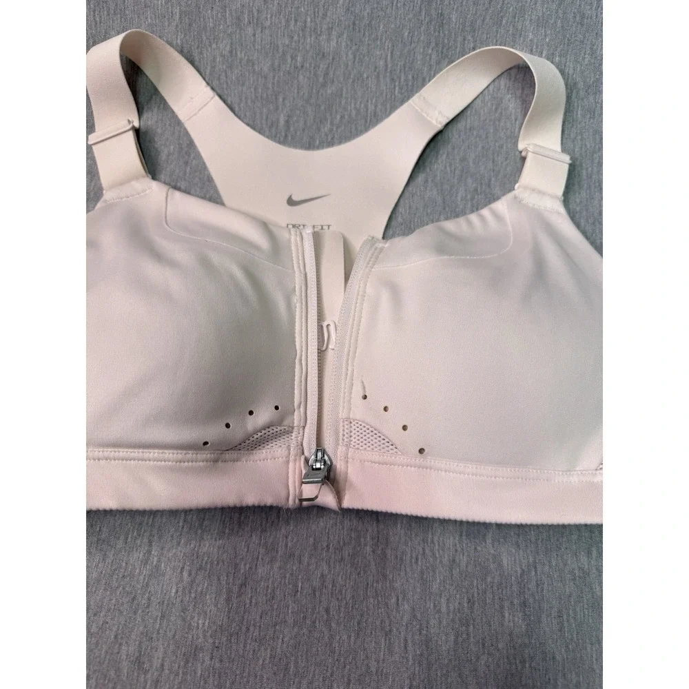 Nike Dri-FIT High Support Sports Bra Women's Small A-C Front Zip Light Pink